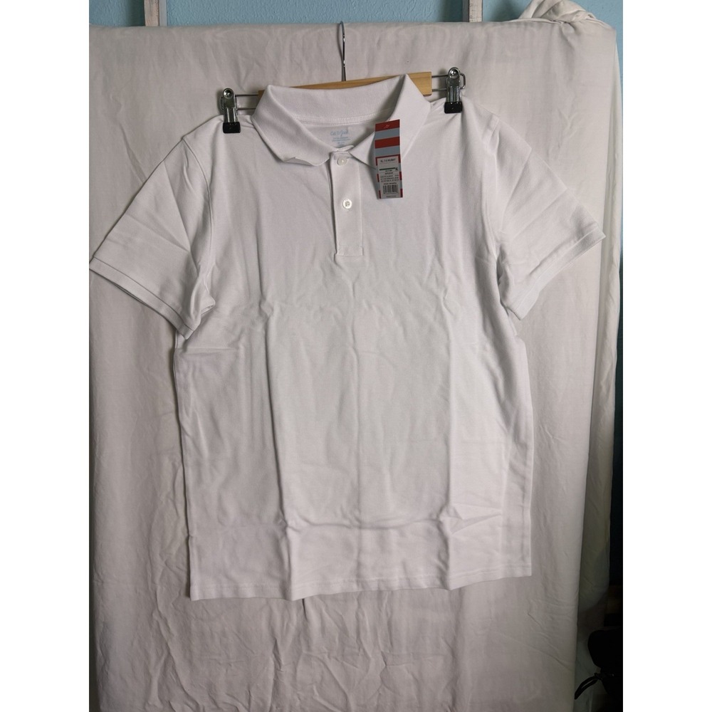 Cat & Jack Boys Polo Shirt Size XL 14 Husky White School Uniform NWT